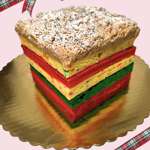 Christmas Funfetti Rainbow Crumb Cake
