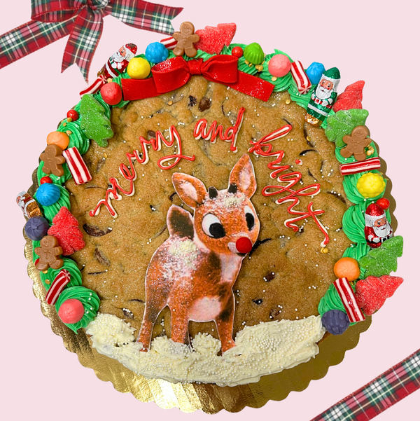 Elf or Rudolph the Reindeer Cookie Cake